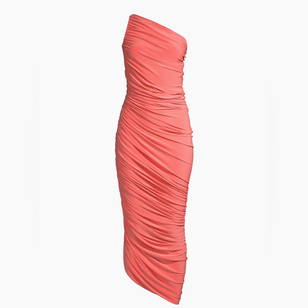 NORMA KAMALI DIANA RUCHED ONE-SHOULDER DRESS    NWOT - Picture 7 of 14